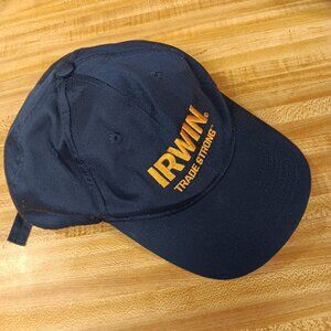 Irwin Trade Strong Tools Hat Cap Navy Blue Embroidered Logo Strap Back Workwear